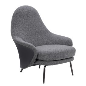 King Home Lobby Teddy Bouclé Fotel Szürke Fekete Acél