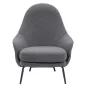 King Home Lobby Teddy Bouclé Fotel Szürke Fekete Acél