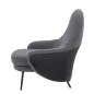King Home Lobby Teddy Bouclé Fotel Szürke Fekete Acél