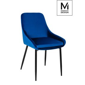   MODESTO CLOVER Sötétkék Bársony Étkezőszék Fekete Fém Lábakkal