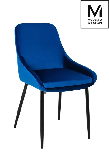 MODESTO CLOVER Sötétkék Bársony Étkezőszék Fekete Fém Lábakkal