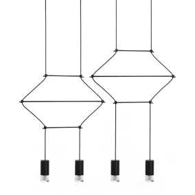 King Home Flusso Line 4 Geometrikus Fekete LED Függőlámpa