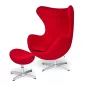   King Home EGG Classic Kasmír Gyapjú Fotel Piros Alumínium Talppal