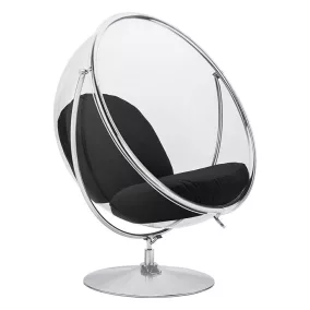   King Home Bubble Stand 2 fotel akryl króm fekete gyapjú párnával