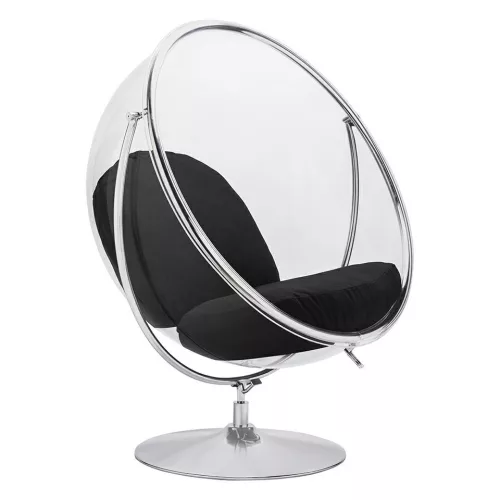 King Home Bubble Stand 2 fotel akryl króm fekete gyapjú párnával