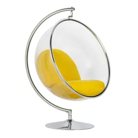   King Home Bubble Állványos Akril Fotel Sárga Gyapjú Párnával