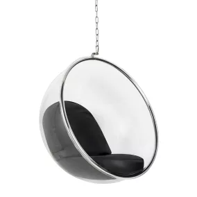   King Home Bubble Függő Fotel Akril Fekete Műbőr Párnával