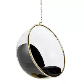   King Home Bubble Gold Akril Függőfotel Fekete Bársony Párnával