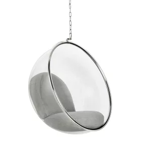   King Home Bubble Függő Fotel Akril Világosszürke Kasmír Párnával