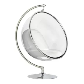   King Home Bubble Stand Akril Függőfotel Fehér Műbőr Párnával