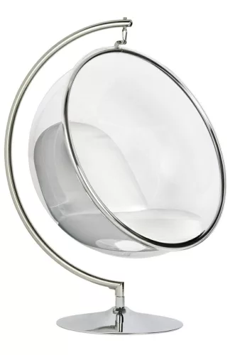 King Home Bubble Stand Akril Függőfotel Fehér Műbőr Párnával