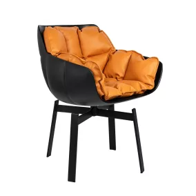   King Home Shiba Forgószék Üvegszálas Műbőr Fekete-Konyak Modern