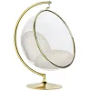 King Home Bubble Stand Gold függőfotel akril bézs velúr párnával