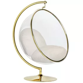   King Home Bubble Stand Gold függőfotel akril bézs velúr párnával