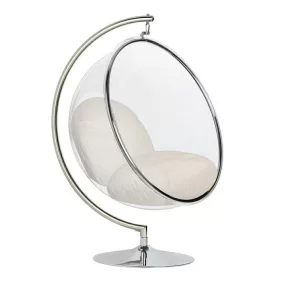   King Home Bubble Stand Akril Függőfotel Bézs Velúr Párnával