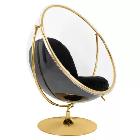   King Home Bubble Stand 2 Akril Fotel Bársony Fekete Arany Forgó