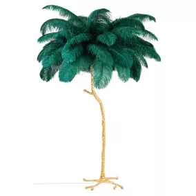 King Home Tiffany Állólámpa Strucctoll Zöld Arany