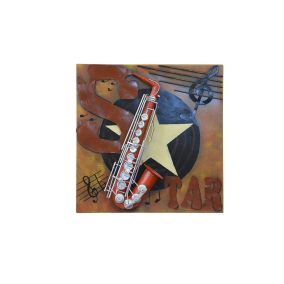 King Home Vintage 3D Szaxofon Fém Falikép Rozsdás