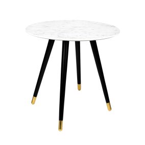   King Home Padrino 90 Kerek Étkezőasztal Márvány Fehér-Fekete