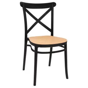 King Home Country Rattan Hatású Fekete Kerti Szék