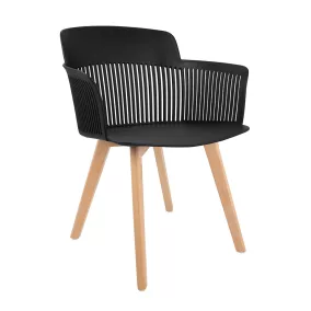   King Home Torre Wood Polipropilén Szék Fekete Áttört Háttámlával