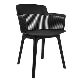   King Home Torre Polipropilén Étkezőszék Fekete Áttört háttámlával