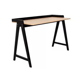 King Home Compas Tölgyfa Íróasztal Fekete Lábakkal