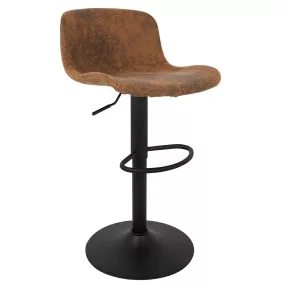 King Home STOR Állítható Bárszék PU Bőr Barna Vintage