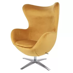   King Home Egg Széles Bársony Fotel Mustársárga Forgatható