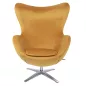   King Home Egg Széles Bársony Fotel Mustársárga Forgatható