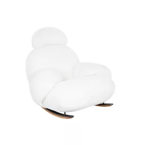 King Home Plush Fur Fehér Teddy Hintaszék Tölgyfa Talppal