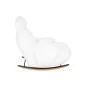 King Home Plush Fur Fehér Teddy Hintaszék Tölgyfa Talppal