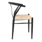   King Home Wishbone Metal Szék Természetes Fonott Ülőfelülettel Fekete