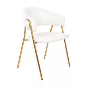 King Home Verso Boucle Fehér Karfás Szék Arany Lábakkal