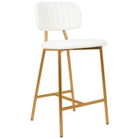 King Home Fabiola Bárszék Bouclé Fehér Arany Vázzal