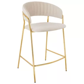 King Home MARGO 65 Bárszék Bézs Velúr Arany Vázzal