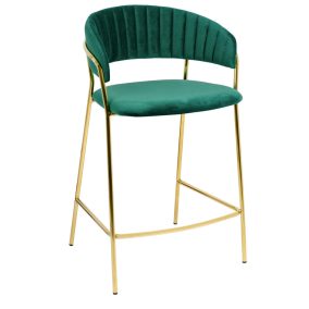 King Home Margo Bárszék Velúr Sötétzöld Arany Vázzal