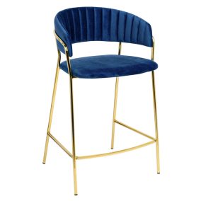 King Home Margo Bárszék Bársony Sötétkék Arany Vázzal
