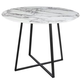   King Home Carat Márvány Hatású MDF Étkezőasztal Fekete Lábakkal