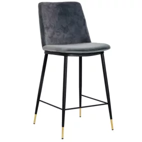   King Home DIEGO 65 Bárszék Sötétszürke Velúr Arany-Fekete Lábvéggel