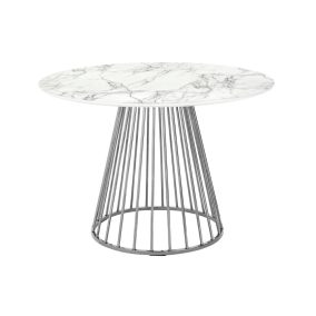   King Home Glam Marble Kerek Étkezőasztal Márvány MDF Króm