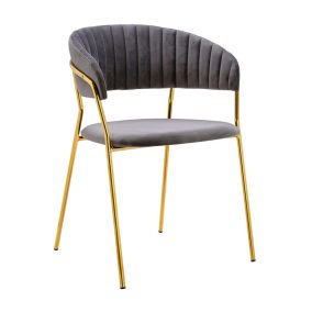   King Home Margo Bársony Étkezőszék Sötétszürke Arany Vázzal