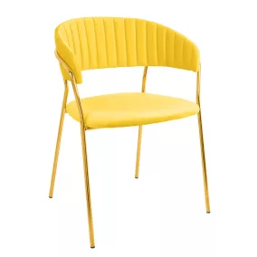 King Home Margo Bársony Szék Sárga Bordázott