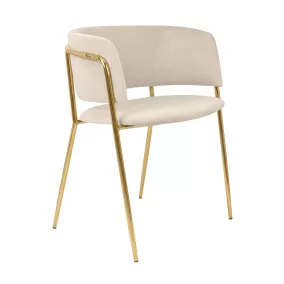 King Home Delta Bézs Bársony Étkezőszék Arany Vázzal