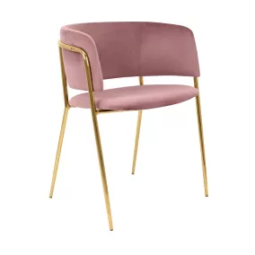 King Home Delta Rózsaszín Bársony Szék Arany Vázzal