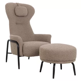   King Home Teddy Grand Pihenőfotel Lábtartóval Sötétbarna Plüss