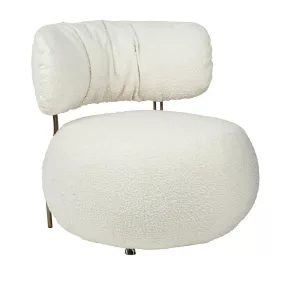 King Home Low Teddy Fotel Fehér Plüss Kényelmes