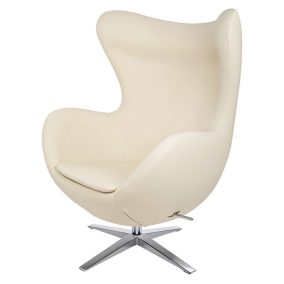 King Home Egg Széles Műbőr Fotel Bézs Forgó-Hintázó