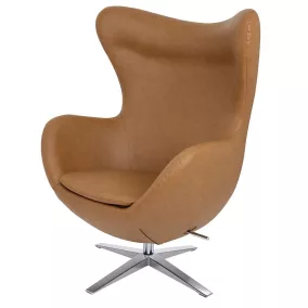 King Home Egg Széles Műbőr Barna Forgó Fotel