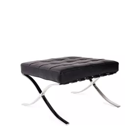   King Home Barcelon Prestige Plus Bőr Lábtartó Fekete Rozsdamentes Acél